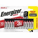 Батарейки КОМПЛЕКТ 12 шт., ENERGIZER Max, AAA (LR03, 24А), алкалиновые, мизинчиковые, блистер